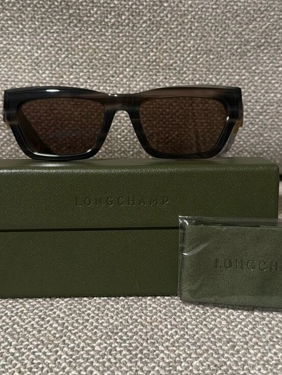 Longchamp LO763S 008 Striped Black Rectangle Sunglasses w/ Case & Cloth main image 10